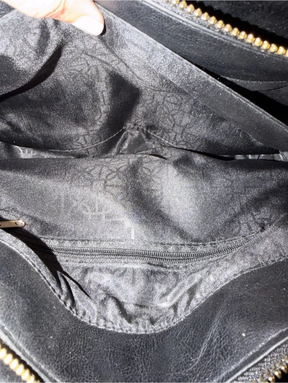 Women's Black Leather Satchel with Gold Accent Hardware - Picture 4 of 4